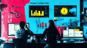 A dashboard showing growth in Repeat Customer Rate 1