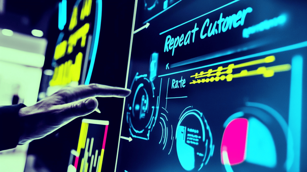 A dashboard showing growth in Repeat Customer Rate 2