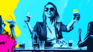 A women sales director leading a toast after review