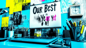 A printed dashboard titled Our Best Year Yet 3