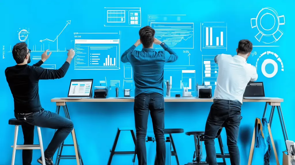 A project manager updating a digital dashboard s4