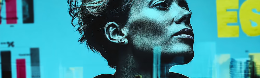 A focused businesswoman analyzing ESG and KPI dash