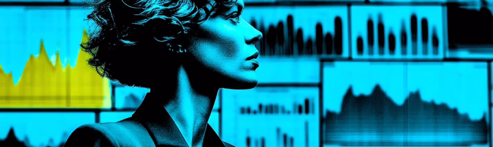 A focused businesswoman analyzing KPI dashboard