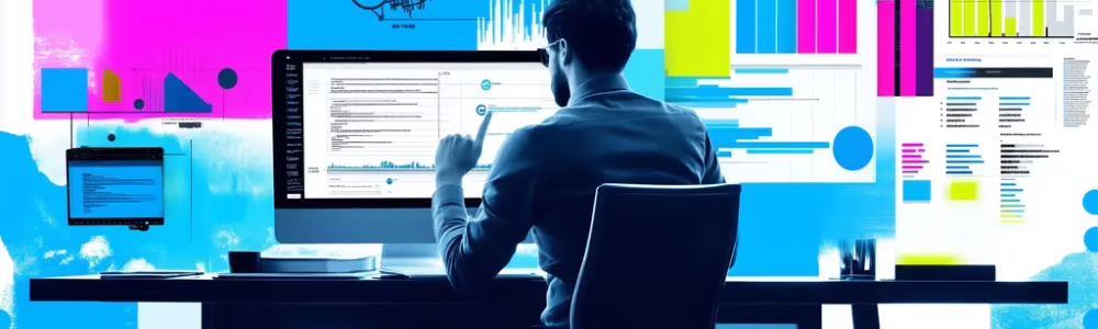 A project manager updating a digital dashboard sh45
