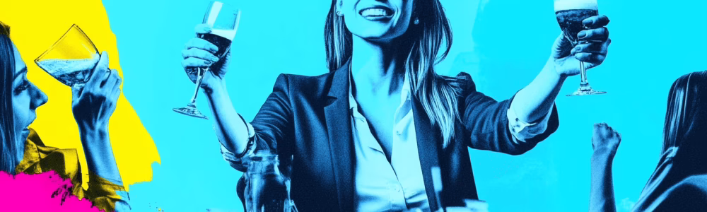 A women sales director leading a toast after review