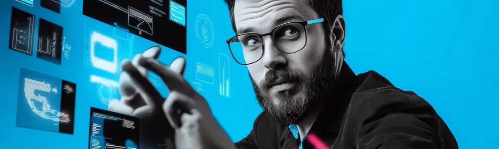 A project manager updating a digital dashboard showi